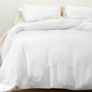 NWT King 100% Linen Duvet & Sham Set White - Casaluna